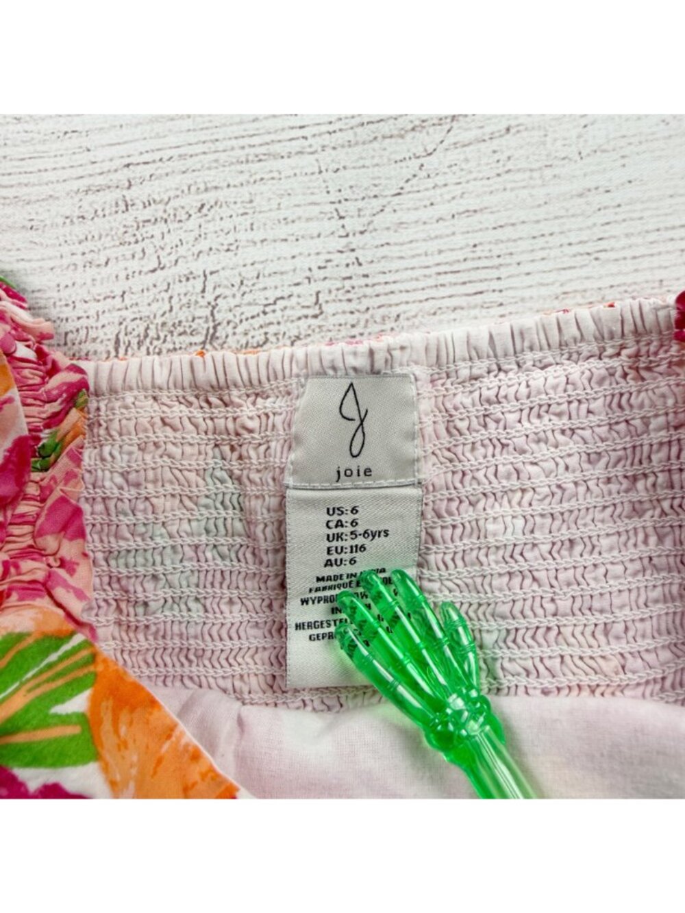 Joie Girls Floral Cotton Dress Headband Set Pink Orange 6 - Picture 2 of 3